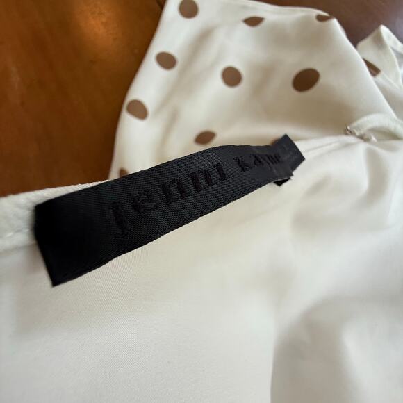 Jenni Kayne Slip Dress Caramel Dot Midi Sz 10 Cream Classic Timeless Feminine - Picture 13 of 15